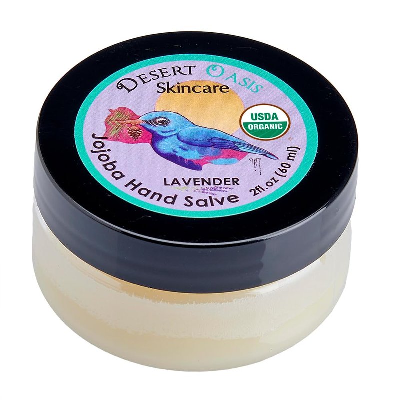 Desert Oasis Skincare | USDA Organic Lavender Hand Salve – Over 50% Jojoba Oil with Beeswax & Avocado Oil – Rich Conditioning Balm for Dry Hands, Feet & Cuticles – 2 oz (60 g)