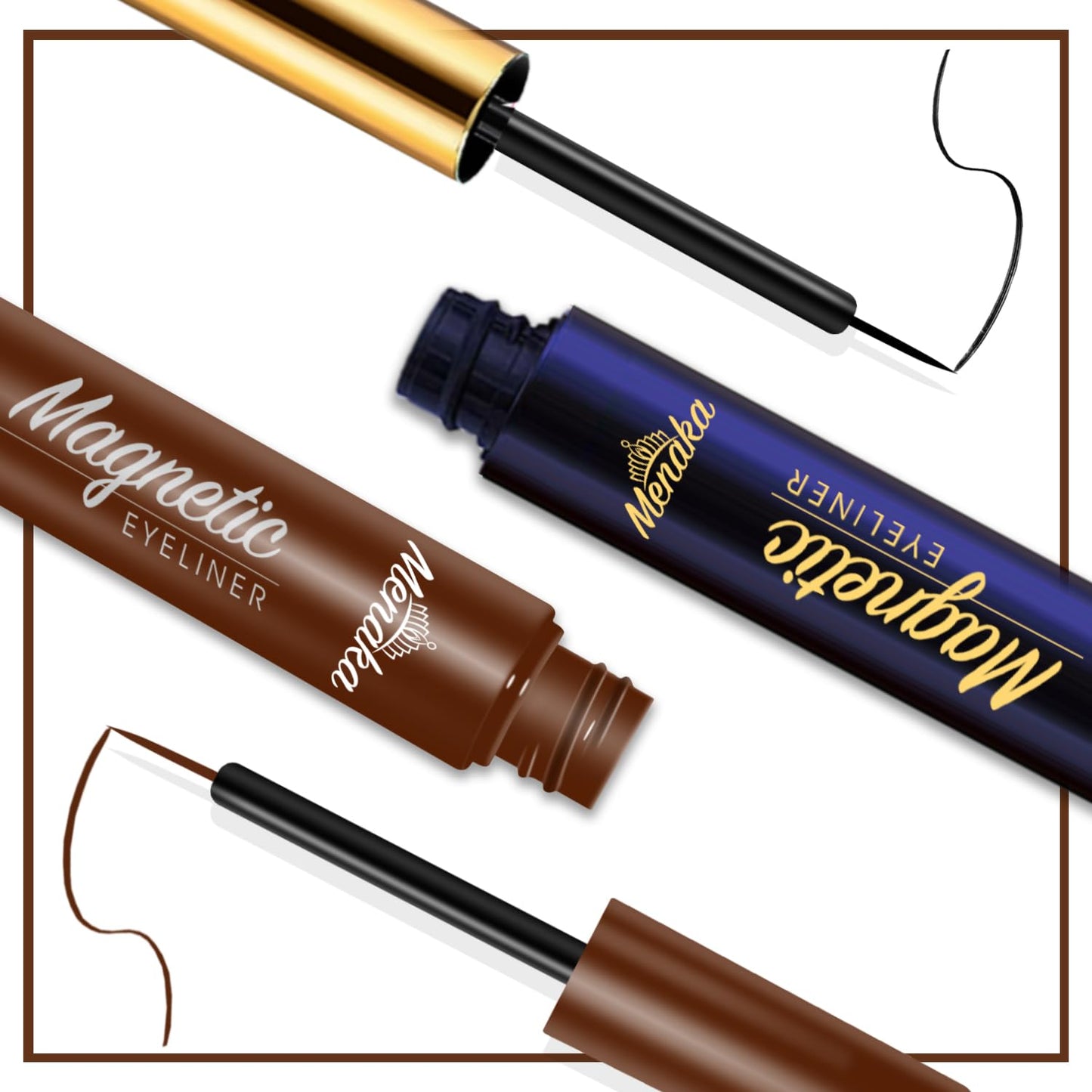 MENAKA Magnetic Lashes Nautral Looking False Eyelashes Russian Strip Lashes Mink Wispy Fluffy Lashes Pack D Curl Thick Full Volume Cat Eye Lashes 10 Pairs（2 black+2 brown)