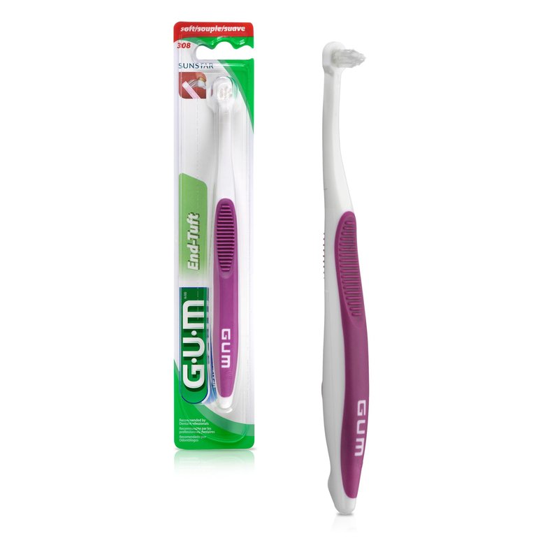 GUM End Tuft Toothbrush for Adults, Soft Dental Brush with Extra-Small Head for Hard-to-Reach Areas, Implants, Back Teeth & Wisdom Teeth, 1 Count