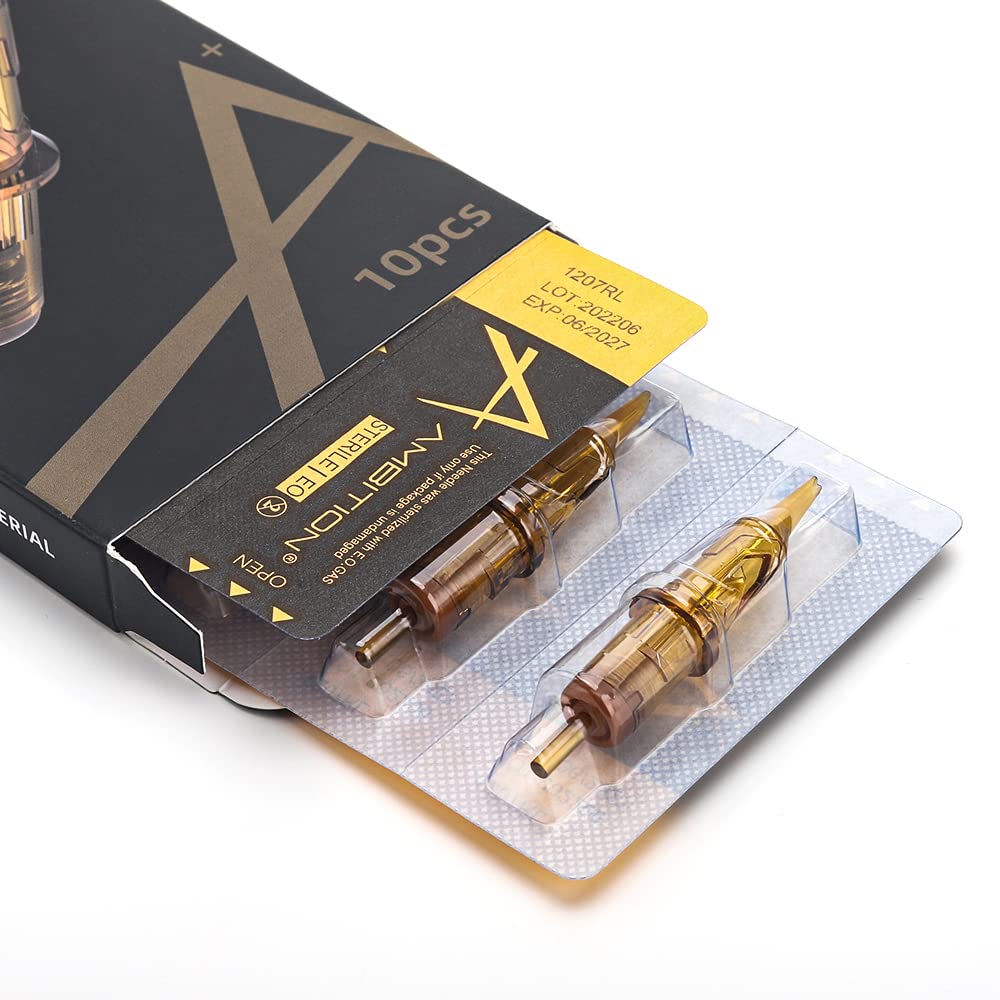 Ambition Glory Tattoo Cartridges #12 Standard 7RL Needles Disposable 50pcs 0.35mm 7 Round Liner for Rotary Tattoo Machine Supply