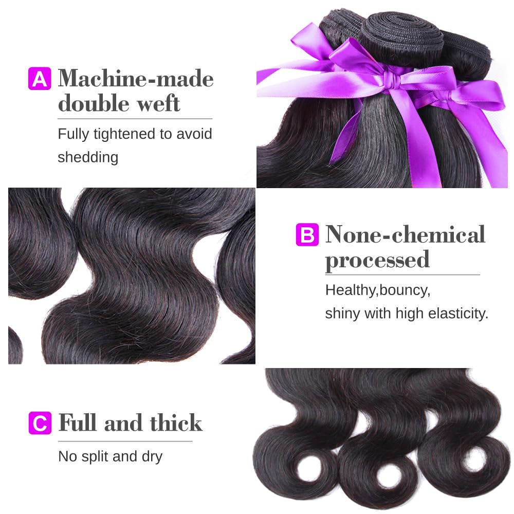 ALLRUN Body Wave Bundles Human Hair Bundles Body Wave Hair 1 Bundle(20 Inch)10A Grade 100% Unprocessed Brazilian Virgin Hair Extensions for Black Women