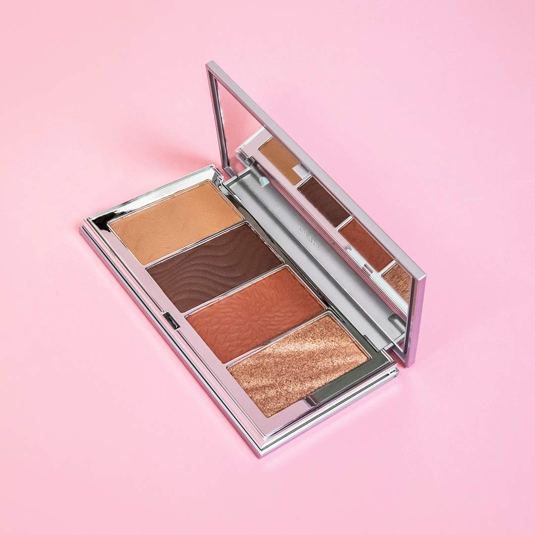 PÜR MINERALS 4-in-1 Skin-Perfecting Powders Face Palette, Dark-Deep, 1 Ct.
