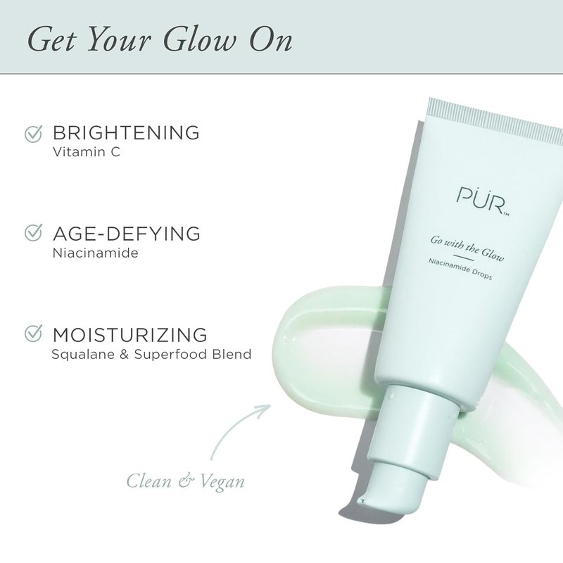 PÜR Niacinamide Drops for Hydration & Redness Reduction | Vitamin C, 1 oz.
