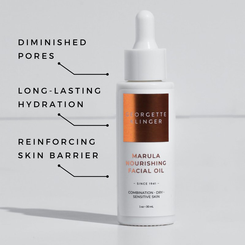 Marula Nourishing Facial Oil - Anti-Aging Serum: Minimize Pores, Diminish Lines, and Wrinkles for Plump Hydrated Skin and Improve Skin Barrier with 10 Natural Oils - 1 oz by Georgette Klinger