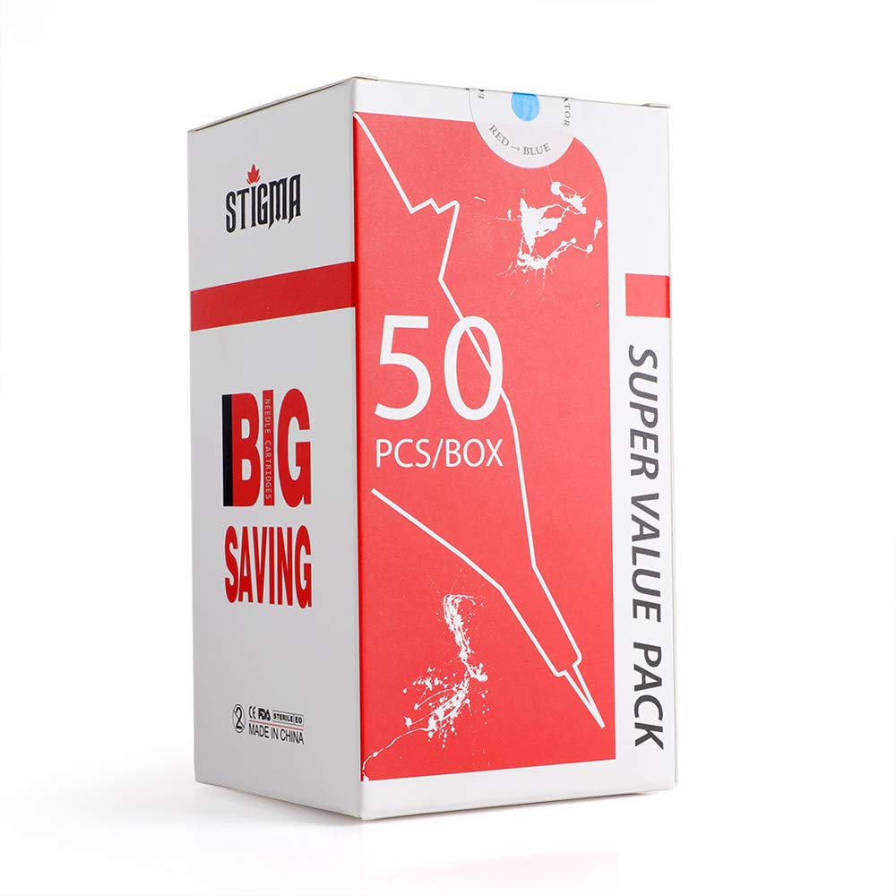 Bugpin Tattoo Needle Cartridges - Curved/Round Magnum Shader with Membrane Safety | 50-Pack