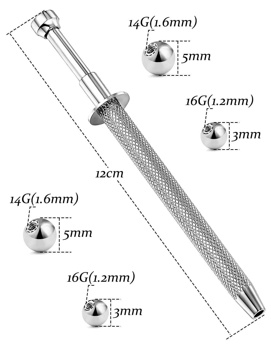 Vsnnsns 316L Surgical Steel Piercing Balls Grabber Tool Pick Up Tool with 4 Prongs Holder Professional Push in Syringe Type Quad Prong Small Bead Holder Grab Ball Catcher Body Piercing Tools