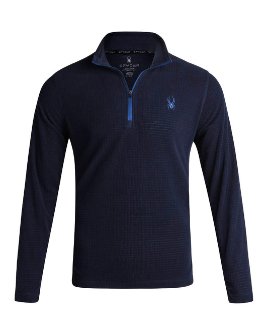 Spyder Men's Active Quarter Zip Sweatshirt - Lightweight Grid Fleece Athletic Mock Neck Pullover Sweatshirt (Sizes: S-XXL), Size Small, Navy