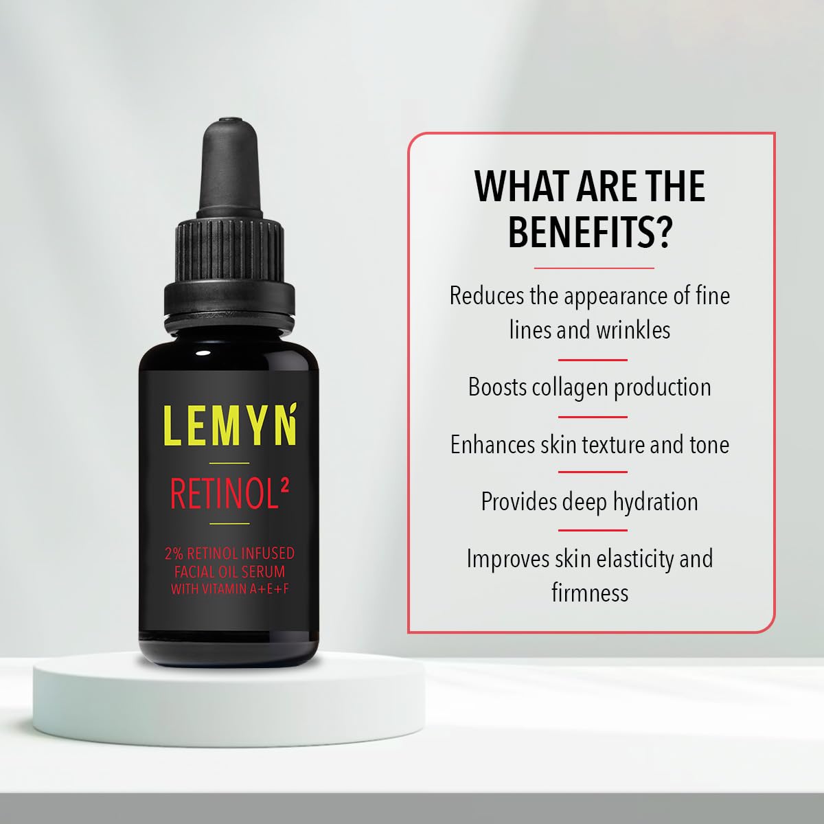 Lemyn Organics Retinol2 Facial Oil Serum - 2% Advanced Retinol, Hydrating Anti-Aging Formula | 15ml