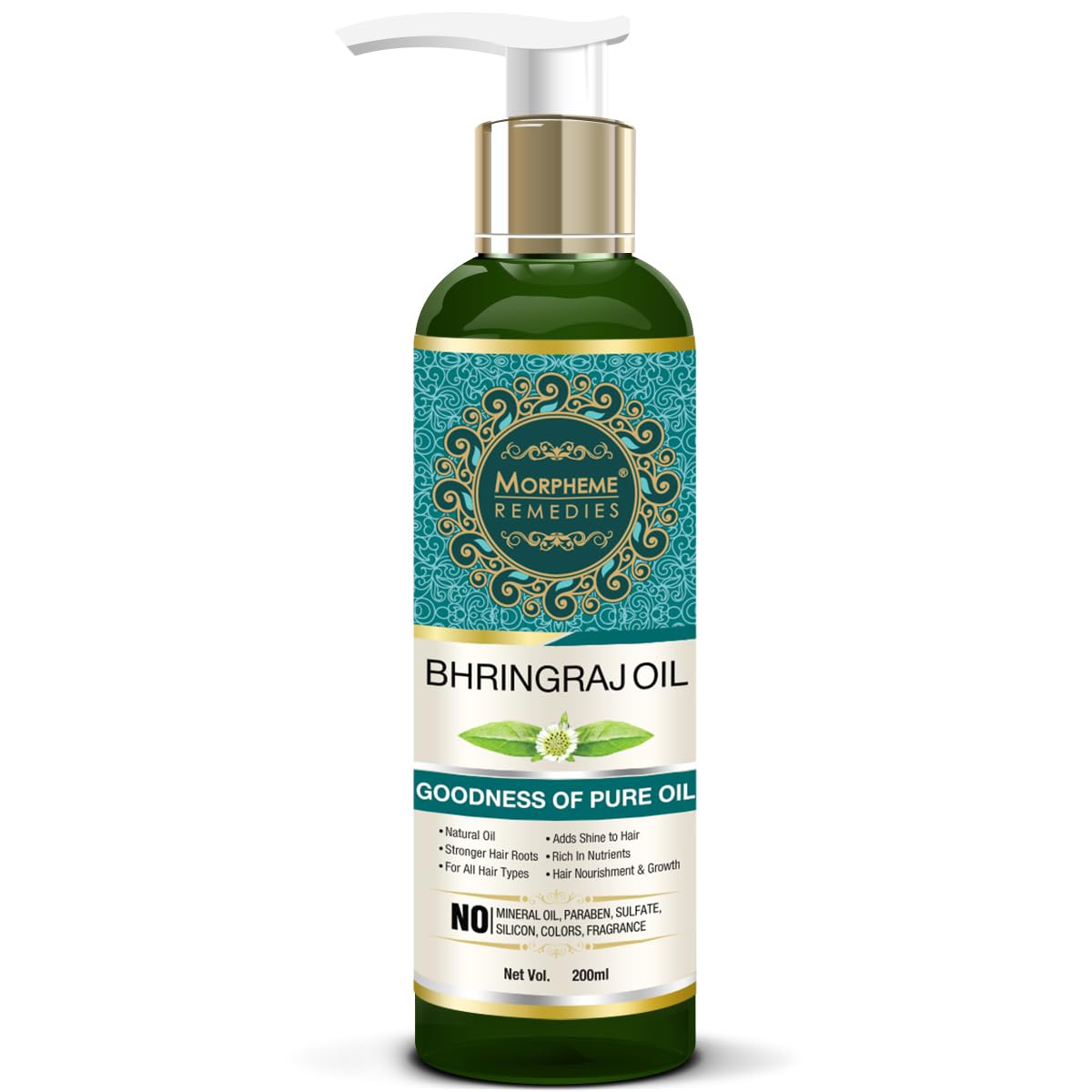 Morpheme Remedies Pure ColdPressed Bhringraj Oil (No Mineral Oil & Sulphate), 200ml