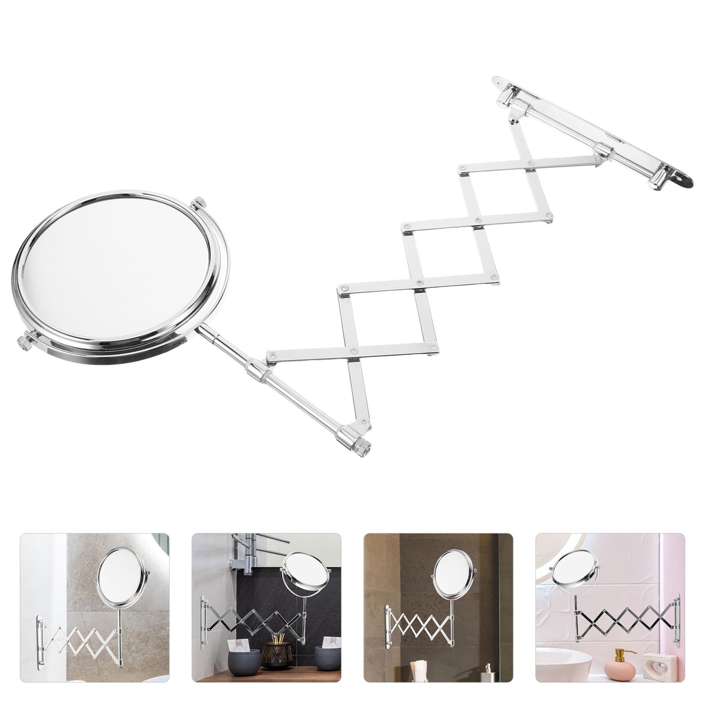 BESPORTBLE Wall Mount Makeup Mirror, 6-Inch Two-Sided Extension Mirror with 3X Magnification - Chrome Bathroom 360° Swivel