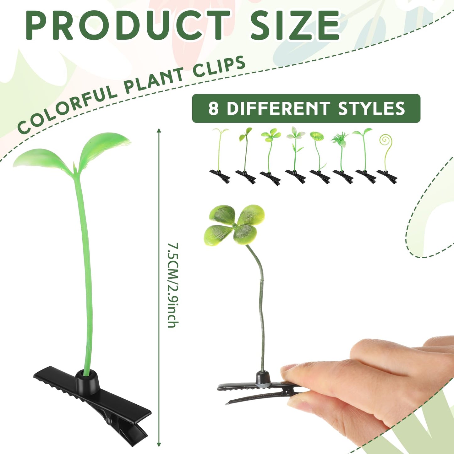 Tigeen 200 Pcs Rave Sprouts Bean Sprout Funny Hair Clips Mixed Style Plant Hairpins Hair Accessories for Home Party Irish (Fresh Style)