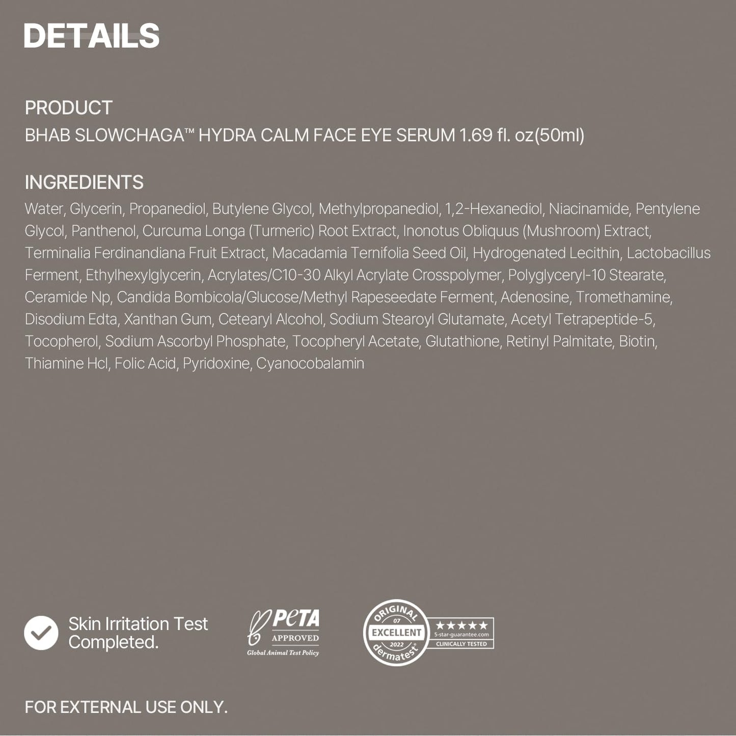 BHAB SLOWCHAGA Hydra Calm Face & Eye Serum - Hydrating Korean Serum with Panthenol & Ceramide for Barrier Repair, Soothing Sensitive Skin, Glass Skin Glow, 1.69 fl oz (50ml)