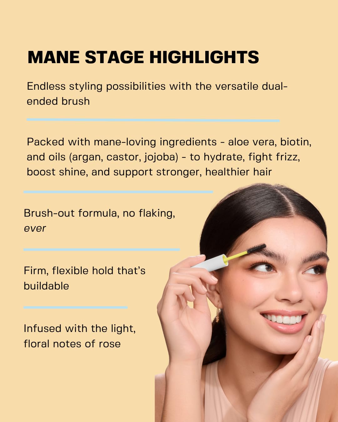 anagram Mane Stage All-in-One Hair & Brow Sculpt, Clear, Gel, Flyaway Tamer, Brow Gel & Edge Control, Vegan & Cruelty-Free, 0.39 fl oz
