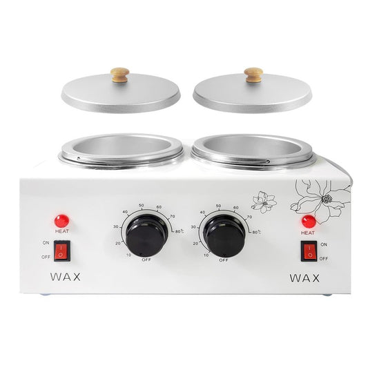 1.2L Double Portable Wax Warmer Machine for Painless Hair Removal, Women Men Professional Wax Heater with Adjustable Temperature Set, 40pcs Sticks