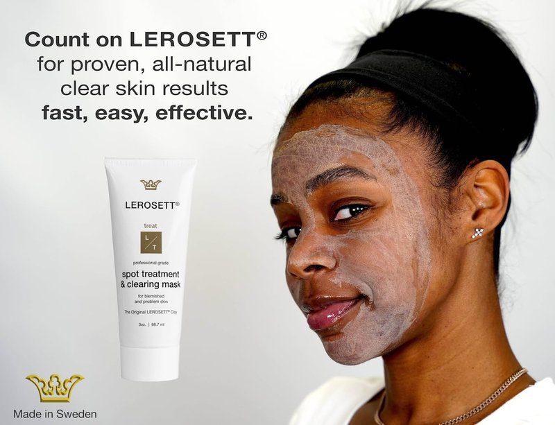 LEROSETT Facial Clay Mask for Balanced, Clear-Looking Skin. Helps Refine Pores & Reduce Excess Oil. 100% Natural, Spa-Grade, Made in Sweden Since 1987