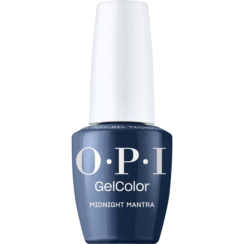 OPI GelColor Midnight Mantra | Opaque Dark Navy Blue Crème LED Cure Gel Nail Polish | Salon-Quality Shine, Long-Lasting Wear | Vegan & HEMA Free | 0.5 Fl Oz