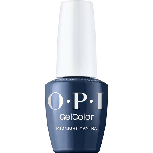 OPI GelColor Midnight Mantra | Opaque Dark Navy Blue Crème LED Cure Gel Nail Polish | Salon-Quality Shine, Long-Lasting Wear | Vegan & HEMA Free | 0.5 Fl Oz