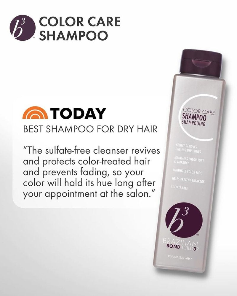 B3 Brazilian Bondbuilder Color Care Shampoo For Color-Treated Hair Gently Cleanses, Prevents Color Loss and Fade - Sulfate-Free 12oz.