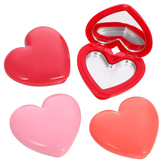 ABOOFAN 4 Pack Refillable Empty Makeup Palettes, 1.7'' Portable Heart-Shaped Makeup Depotting Case with Mirror for Lipsticks, Eyeshadows, Blush, Compact for Travel