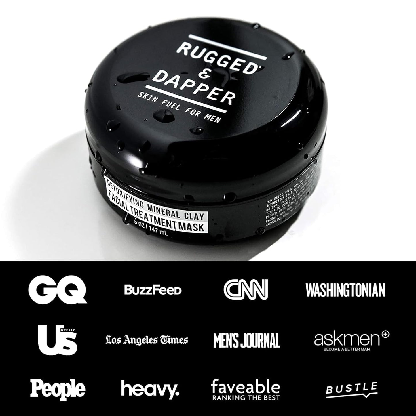 RUGGED & DAPPER - Premium Face Mask for Men - Deep Pore Cleansing Treatment - with Kaolin Clay - 5.5 Oz