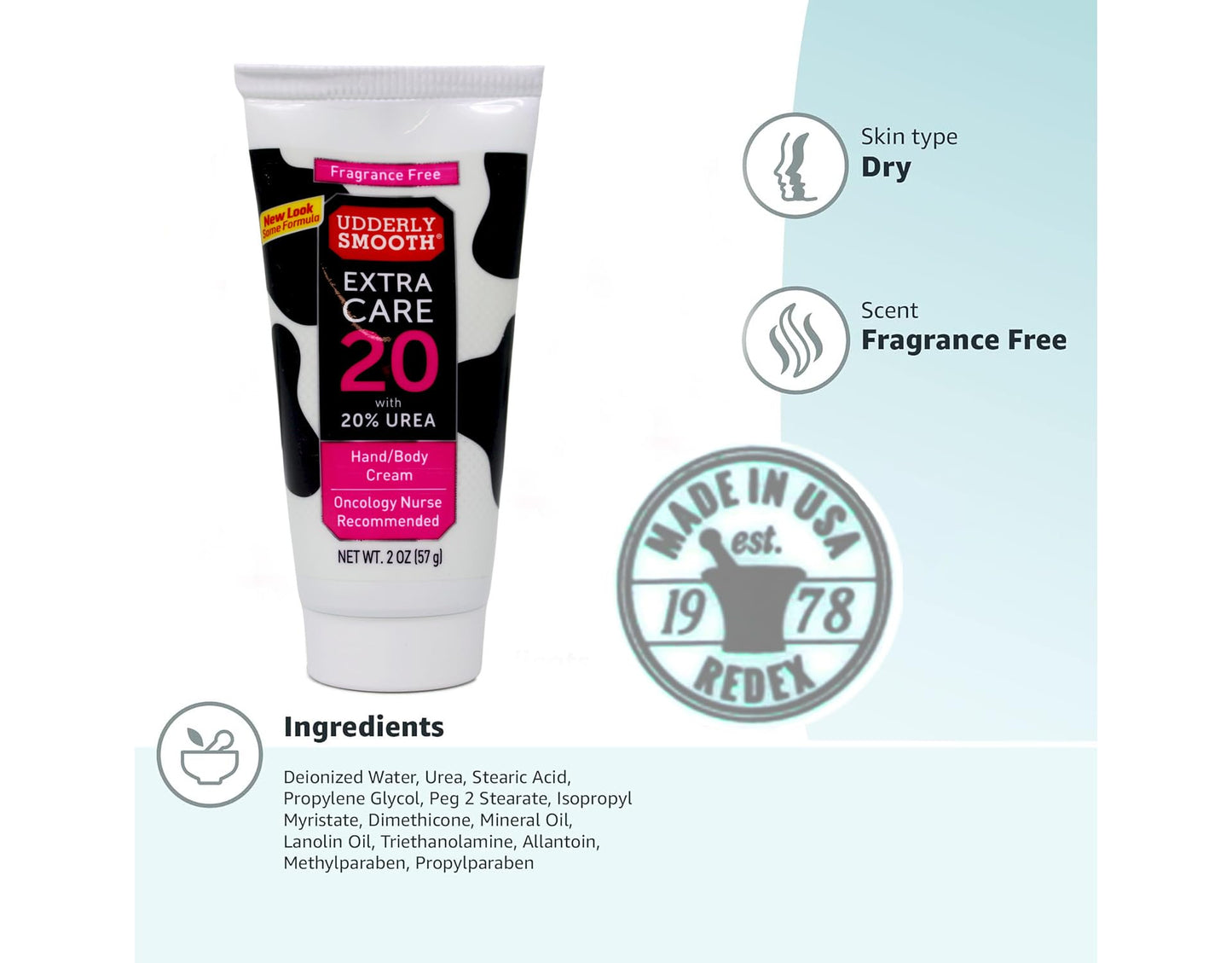 Udderly Smooth Hand & Body Cream Extra Care 20, 2oz Each (Pack of 6)