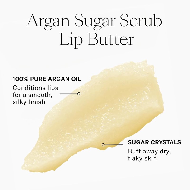 Josie Maran Lip Exfoliator & Plumping Gloss | Argan Sugar Scrub & Hyaluronic Lip Booster - 2 Piece Lip Care Kit