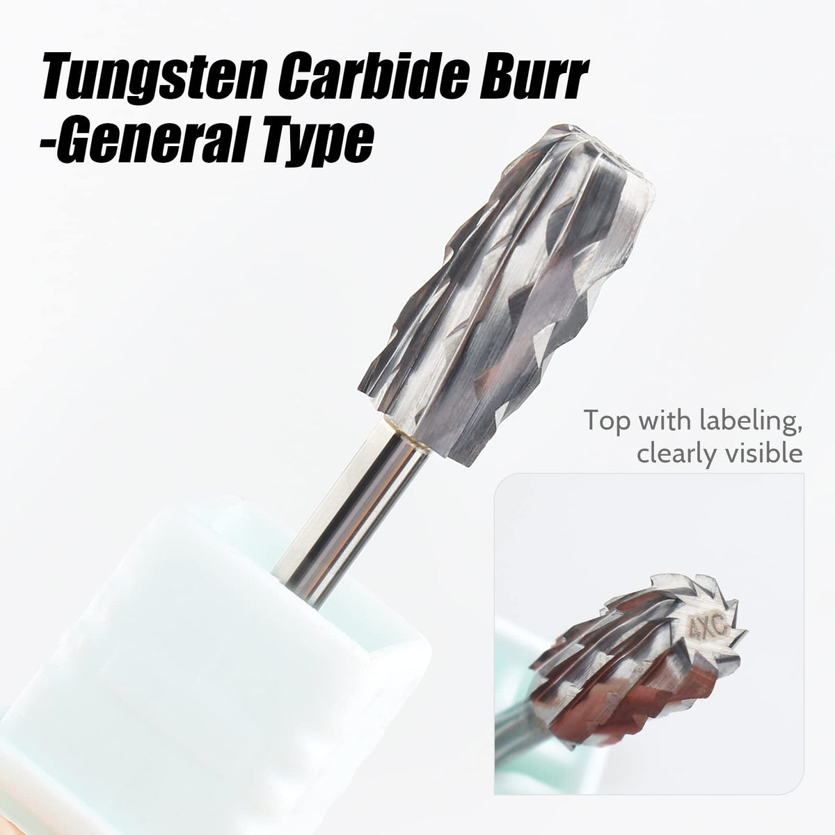 QUNZHAO Nail Drill Bits Dust Droof Bit Tungsten Steel Fast Remove Acrylic or Hard Gel 3/32" Shank - Manicure, Nail Art, Drill Machine Accessories (4X Extra coarse-4XC, Silver)