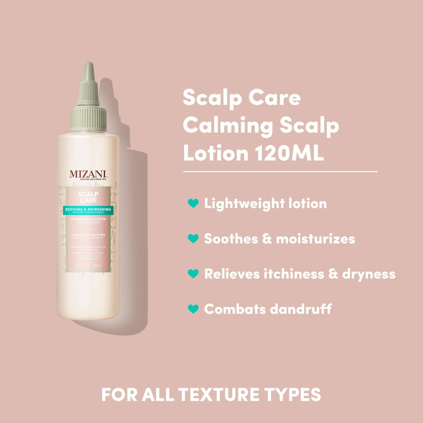 Mizani Scalp Care Calming Scalp Lotion - Soothing Dandruff Treatment, Anti Flake, With Eucalpytus, Avocado Oil & Menthol, Silicone-Free, Paraben-Free