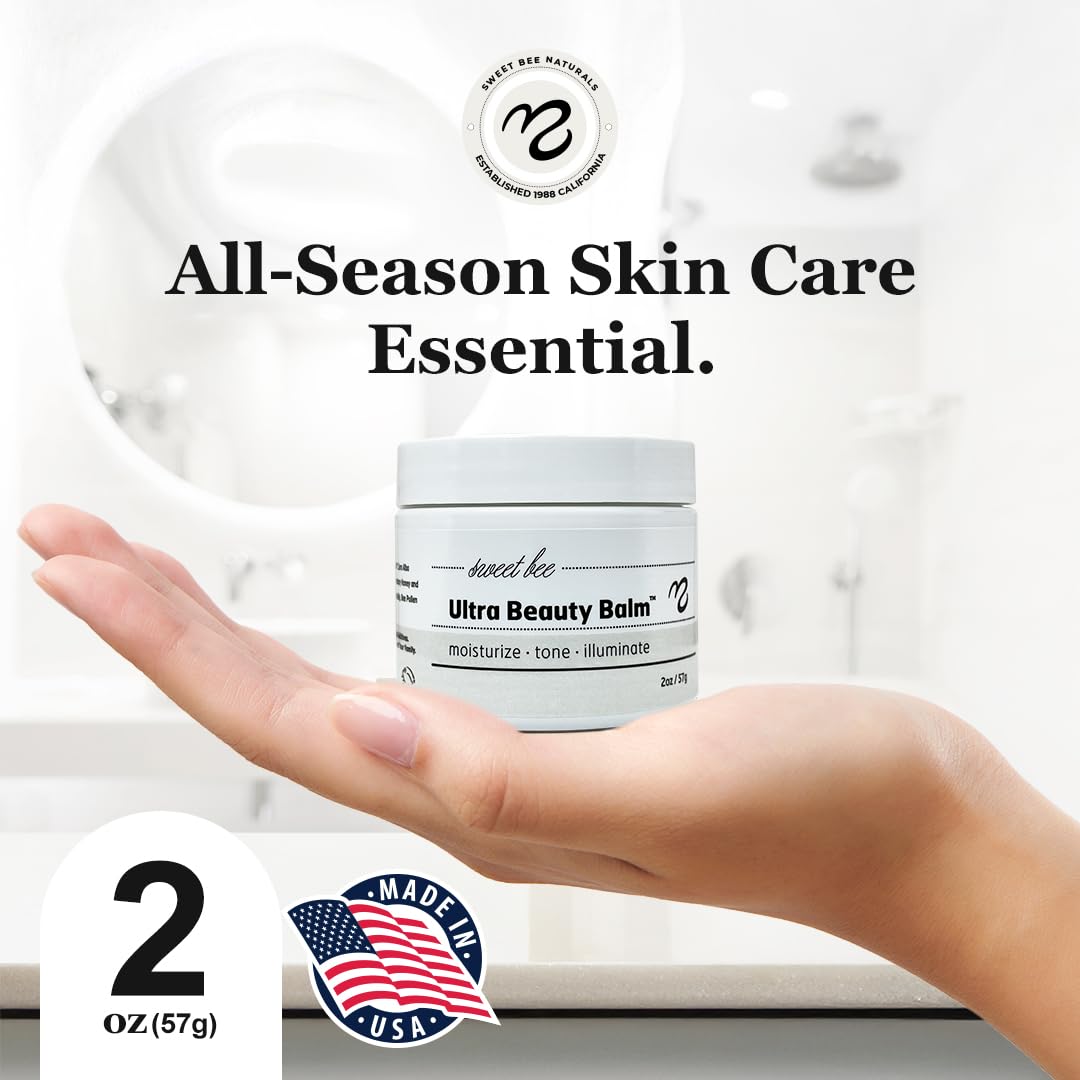 Sweet Bee Naturals Ultra Beauty Balm – Certified Organic Moisturizer Face Cream, Hydrating, Anti-Aging, Soothing, Firming, & Nourishing Facial Moisturizer, Face Lotion with Honey & Beeswax 2 oz