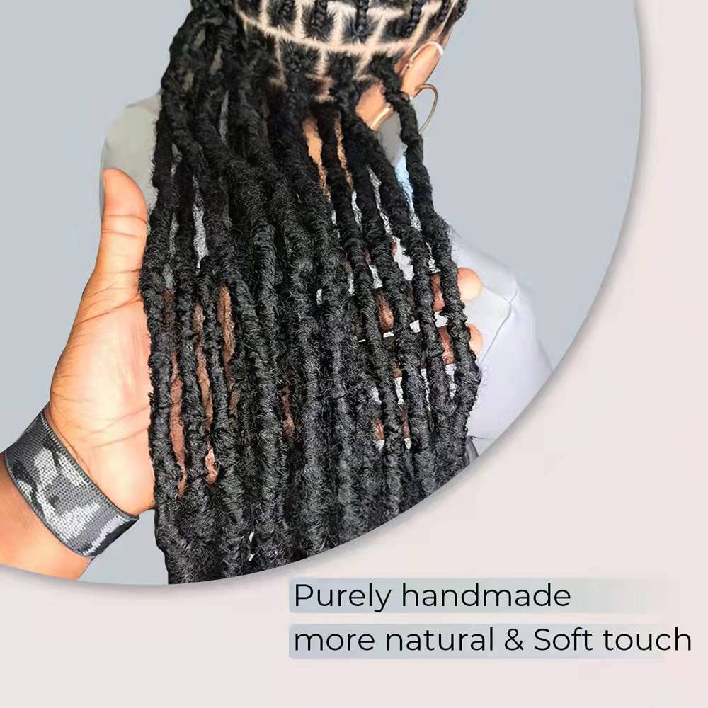 Niseyo Wild Locs 24 Inch Distressed New Faux Locs with Curly Ends 8 Packs Long Soft Pre-looped Goddess Crochet Hair (2#, Off Black)