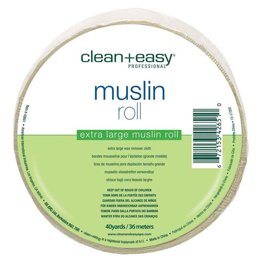 Clean + Easy Muslin Wax Strips – Extra Large Wax Strip Roll for Full Body & Facial Hair Removal, 3.5" x 40 Yards