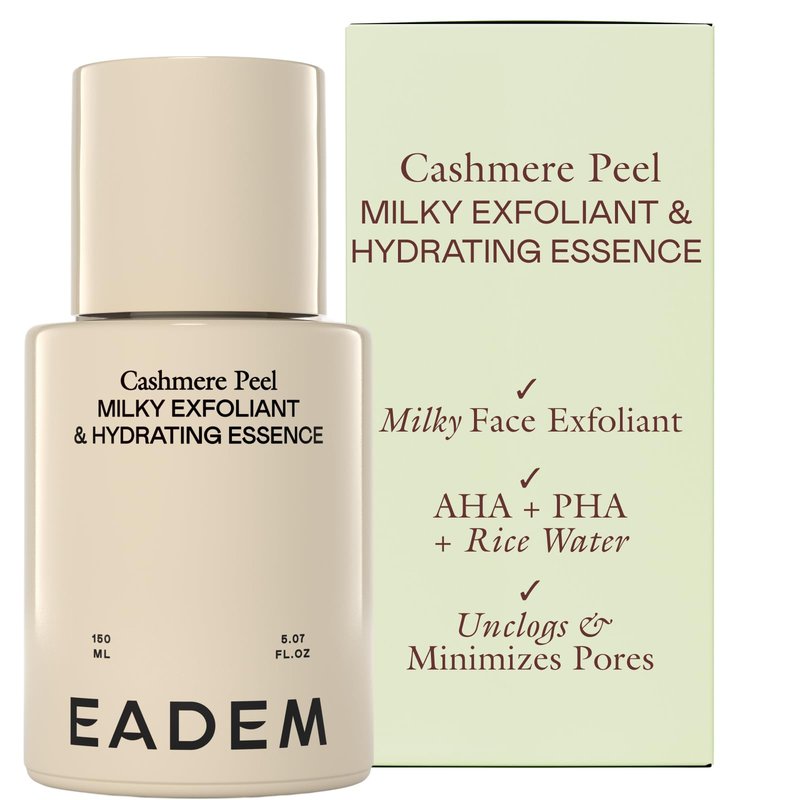 EADEM Gentle Exfoliating AHA & PHA Toner, Milky Rice Toner Exfoliant with Lactic, Azelaic, & Tranexamic Acid, Rice Water AHA Exfoliator & Pore Minimizer for Face and Body, 5.0 oz, Cashmere Peel