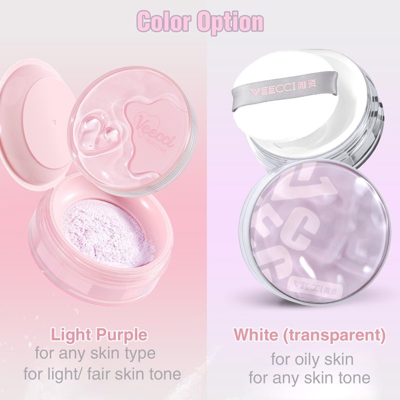Lilyloria Light Purple Matte Finish Loose Setting Powder Talc-free Tone-up Face Makeup Translucent Dry Oily Skin Controls Shine Lightweight