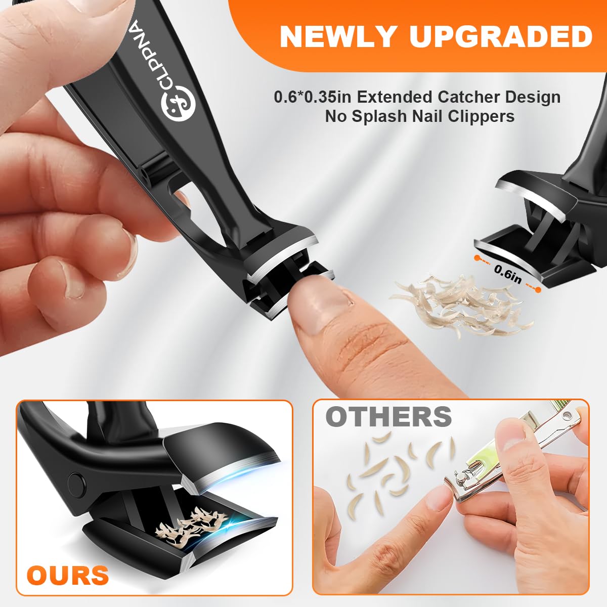 Toenail Clippers for Seniors, 2026 Upgrade Angled Head Nail Clippers for Men with Catcher, CLPPNA Ergonomic Toenails Clipper for Thick Toenails Long Handle, Sharp Wide Jaw Fingernail Clippers Adult