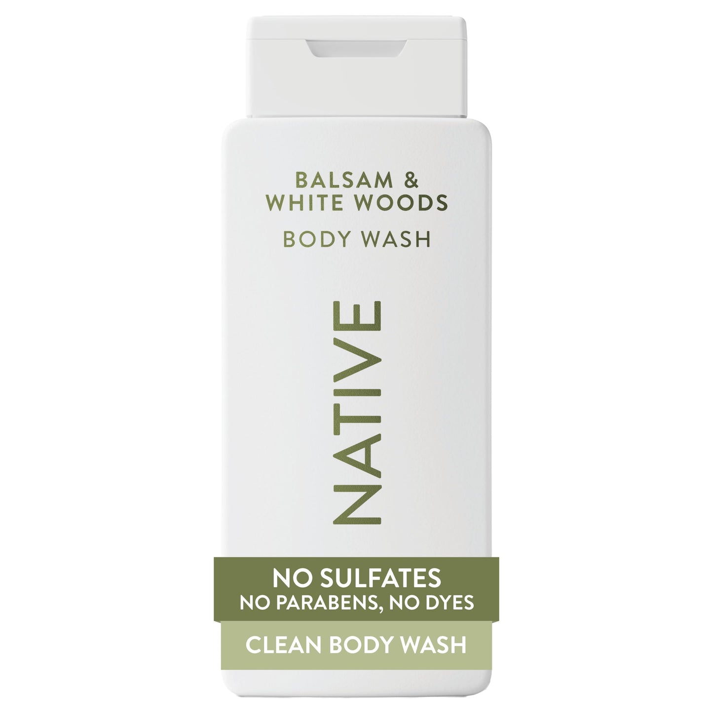 Native Balsam & White Woods Scent 24-Hr Refreshing Clean Body Wash for Men & Women, for All Skin Types Incl. Sensitive, Leaves Skin Feeling Clean & Soft, Free of Phthalates, Sulfates & Parabens, 18 oz