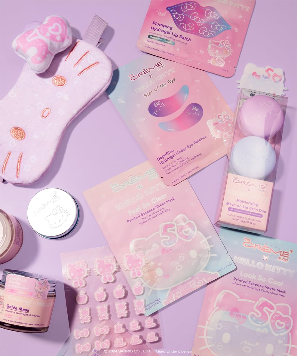 The Crème Shop x Hello Kitty Star Of My Eye Depuffing Hydrogel Under Eye Patches, Hydrating Under Eye Patches for Puffy Eyes and Dark Circles - 50th Year Anniversary Limited Edition (Pack of 12)
