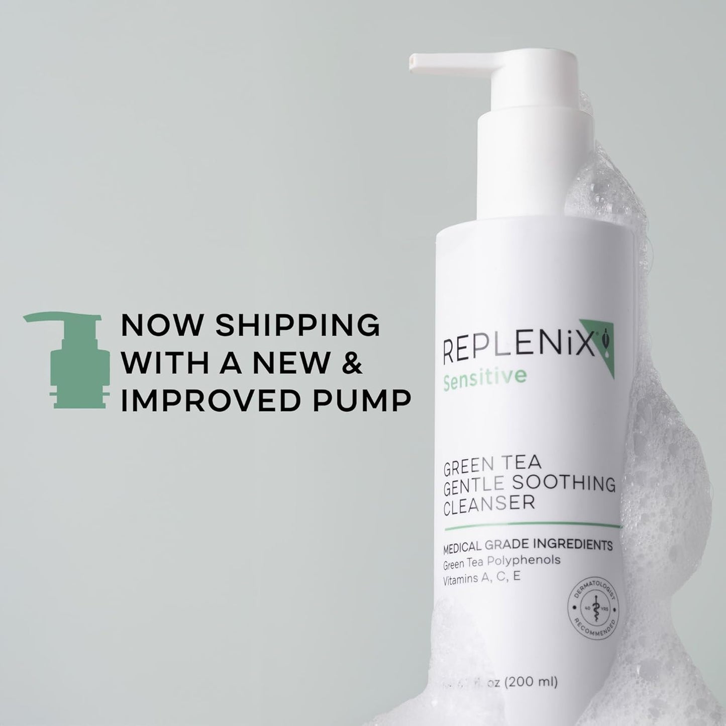 Replenix Green Tea Facial Cleanser - Soothing Medical-Grade Face Wash for Sensitive Skin | 6.7 fl. oz