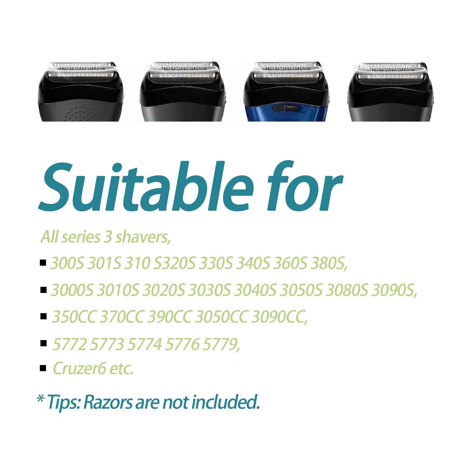 21B S3 Wet and Dry Replacement Heads for All Series 3 Electric Shavers 3040s 300s 310s 3080s Models, Compatible with Shaver Part 21B, for 21b Foil & Cutters Razor Accessories.