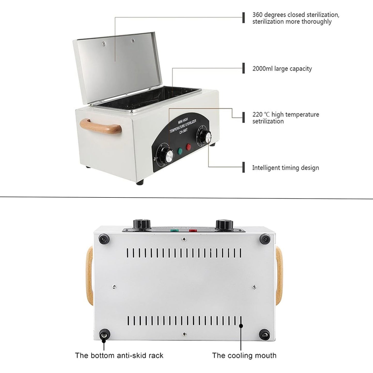GoLashFun 1.5L Autoclave Sterilizers,High Temperature Nail Tool Sterilizer Metal Tool Cleaning Box,Sanitizing Box for Nail Tools with Timer Dry Heat Sterilizer Cabinet Equipment