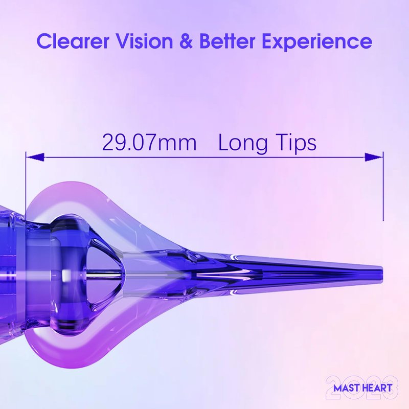 Mast Heart Tattoo Needles Cartridges 20Pcs Disposable 0801RLT Round Liner Long Tips for Precision & Style