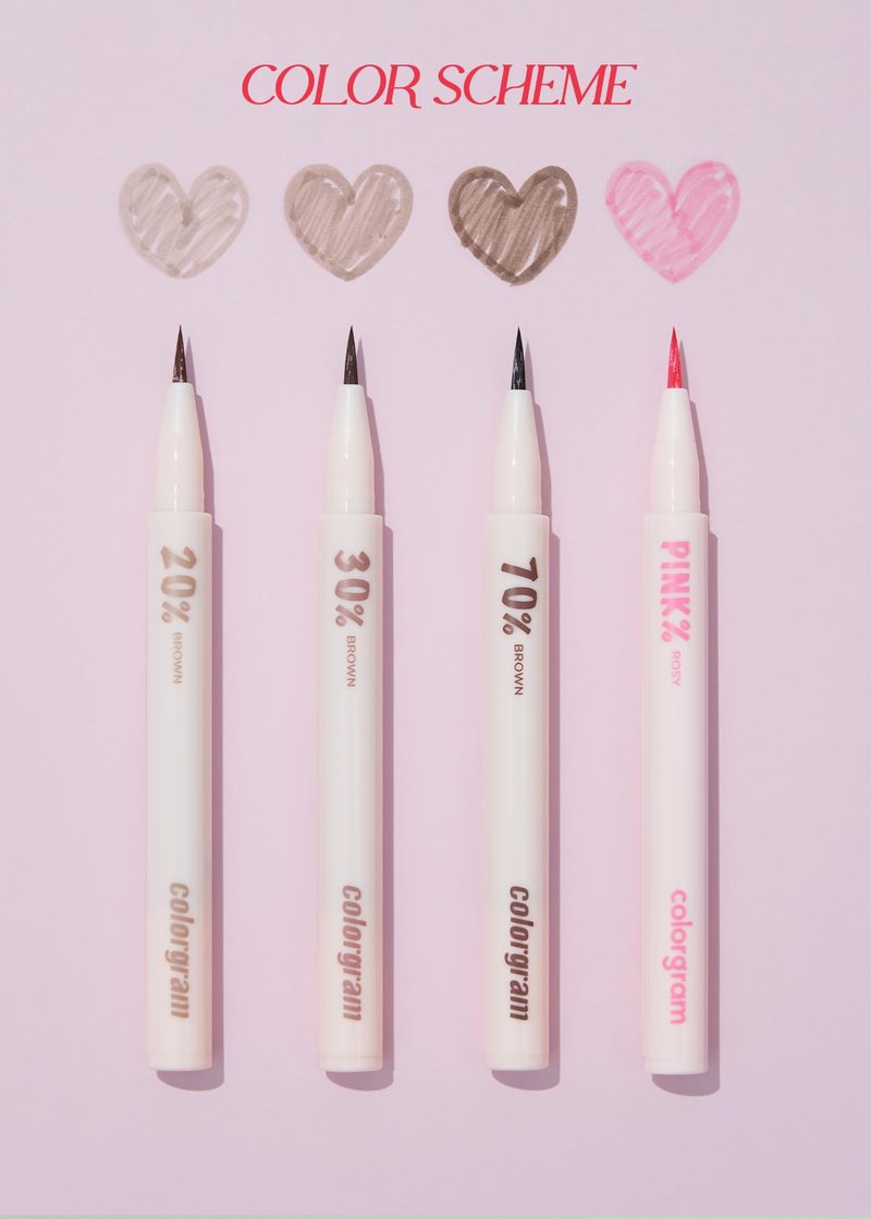 COLORGRAM Shade Re-Forming Brush Liner 04 Pink | Silky-Smooth Soft Long-Lasting Eyeliner, Point Eye Makeup, Smudgeproof, All Day Wear Party Makeup