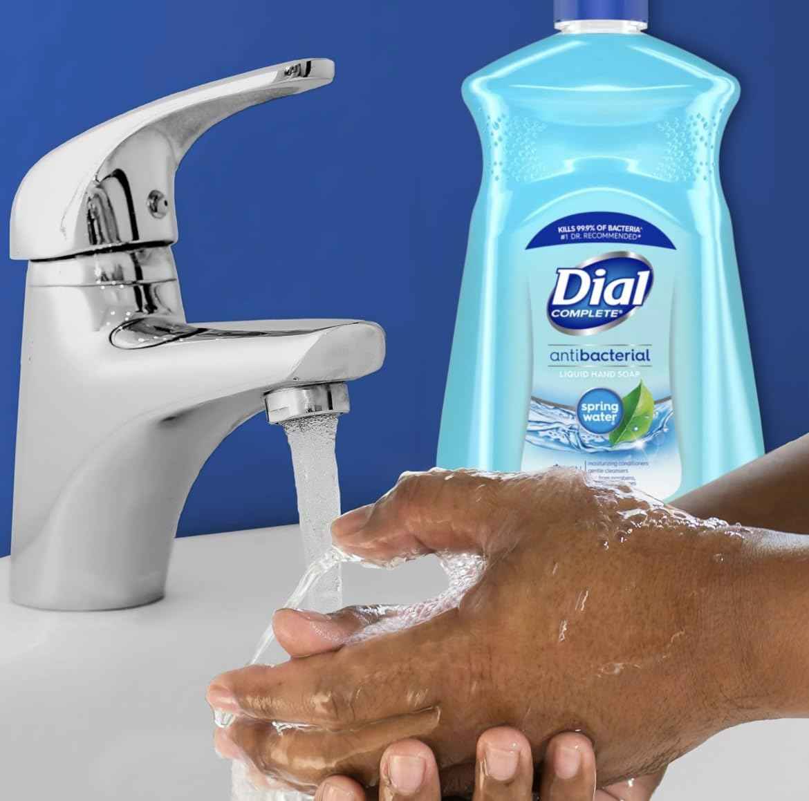 Dial Antibacterial Defense Liquid Hand Soap + Aloe, Spring Water Scent, 52 Fl Oz Hand Soap Refill (Pack of 3), Dermatologist-Tested, Gentle Formula