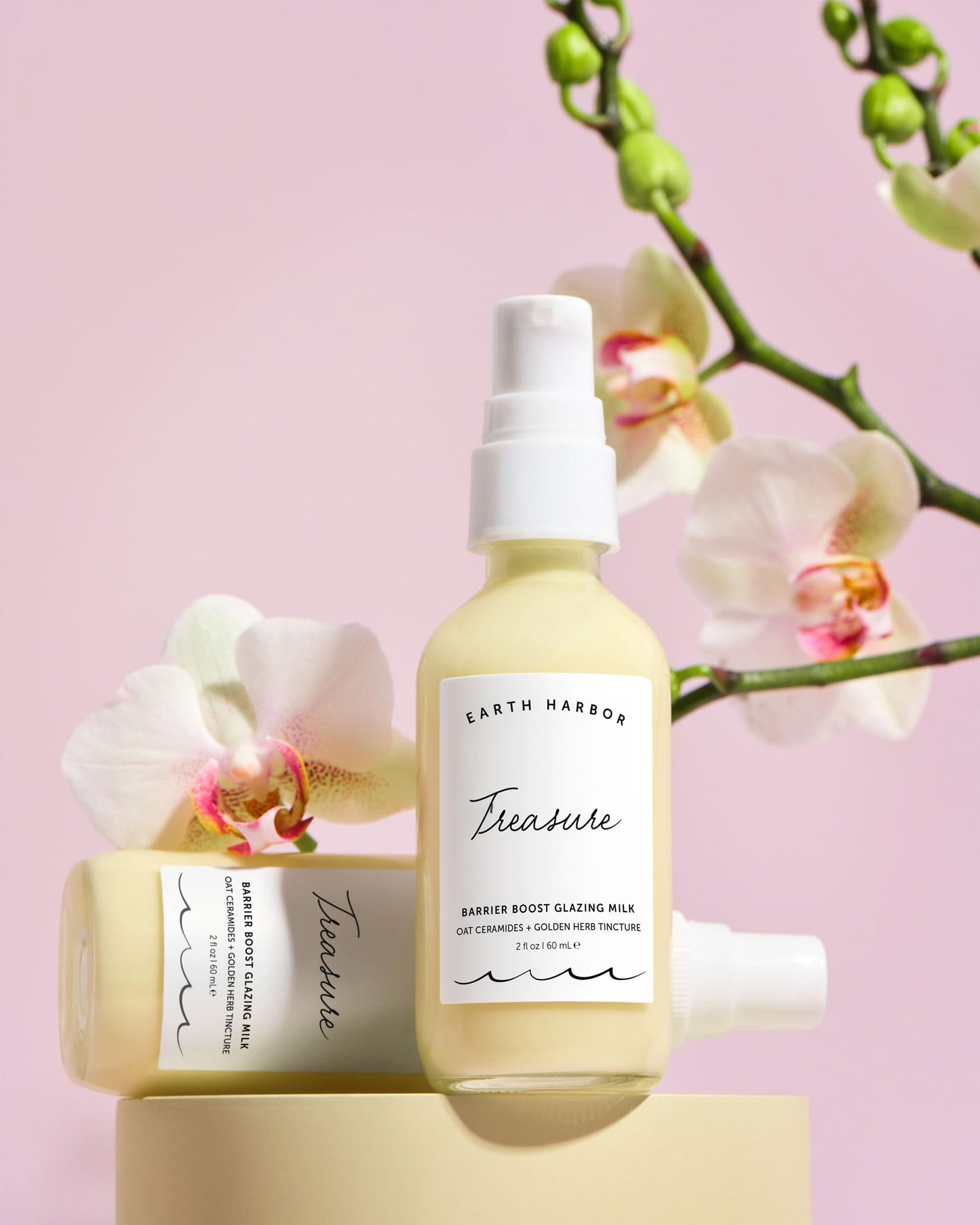 Earth Harbor Treasure Barrier Boost Glazing Milk – Vegan Essence Moisturizer for Sensitive, Dry & Acne-Prone Skin – Oat Ceramides & Sea Buckthorn – Hydrates, Calms & Repairs Skin Barrier – 2 oz