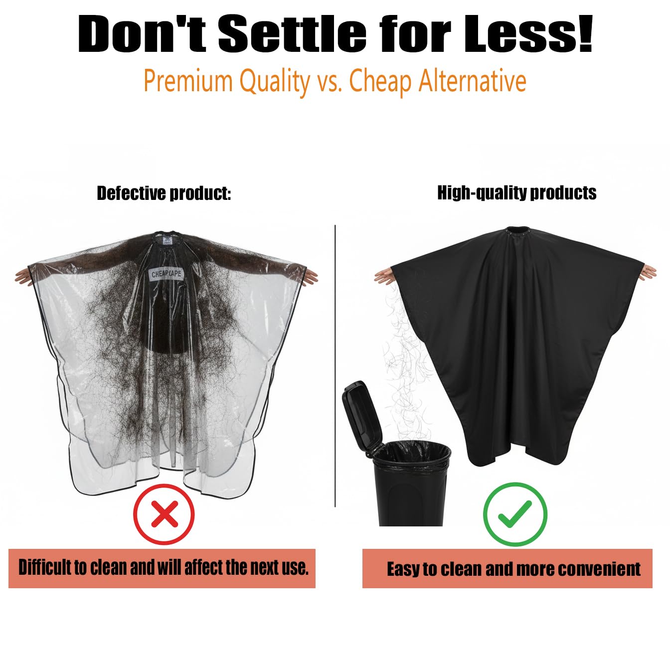 Barber Cape - 12pcs Waterproof Hair Cutting Cape with Snap Closure, Anti-Static Salon Apron for Women, Men, Kids - Professional & Home Use ﻿ ﻿