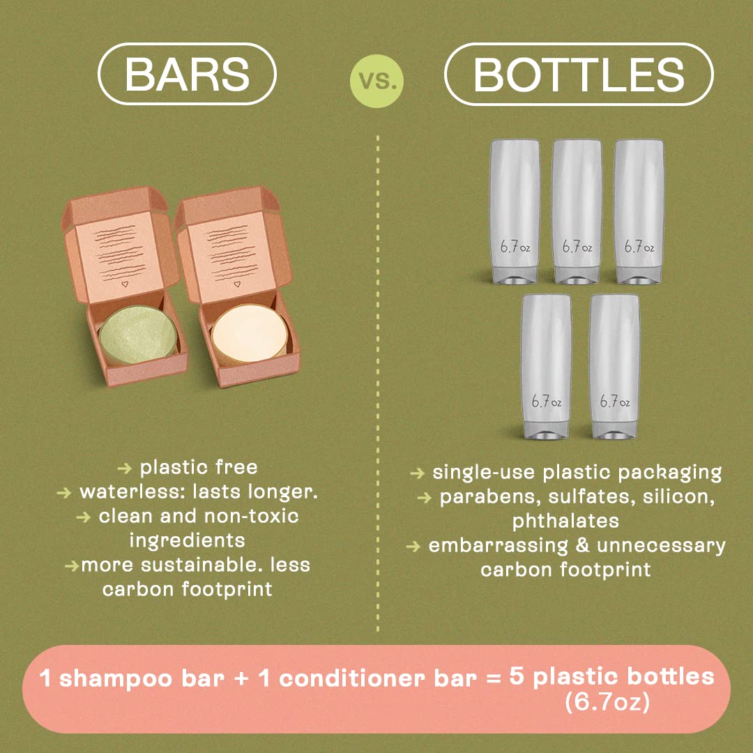Purifying Shampoo Bar & Balanced Moisture Conditioner Bar - Oil Control Hair Care | Vegan & Eco-Friendly