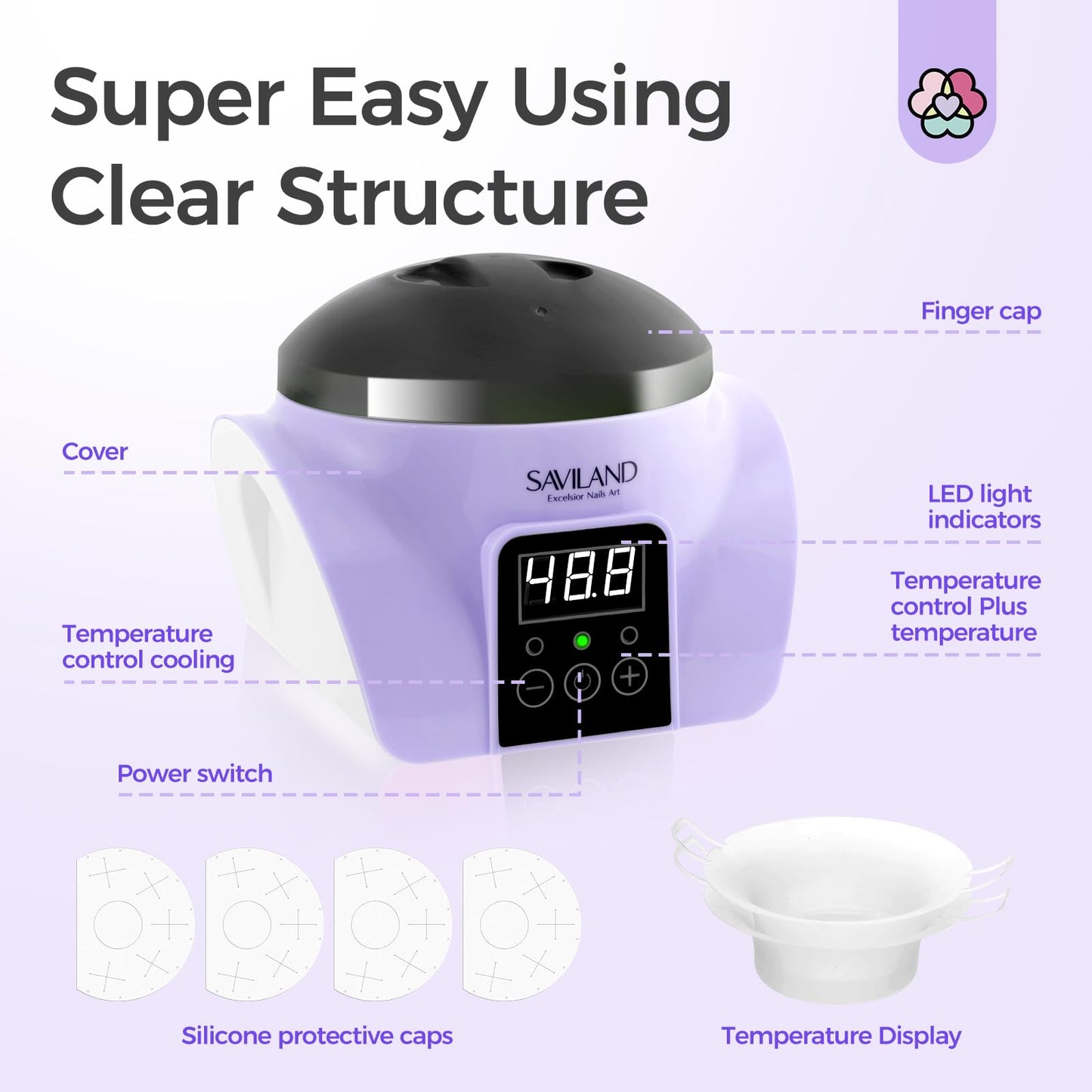 SAVILAND Electric Steam Gel Nail Remover Machine: 10 Min Auto Removal Nail Soaking Bowl Acrylic Nail Remover Soak off Bowl Gel Polish Remover Portable Salon Tool for Home DIY & Travel