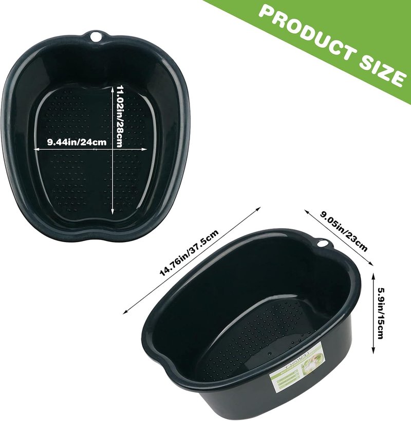 Lemoncy Foot Soaking Tub, Durable Feet Soaking Bath Basin Large Feet Bucket Wash Basin Plastic Tub Convenient Foot Massager Spa for Detox,Toe Nails, and Ankles,Pedicure (Black)