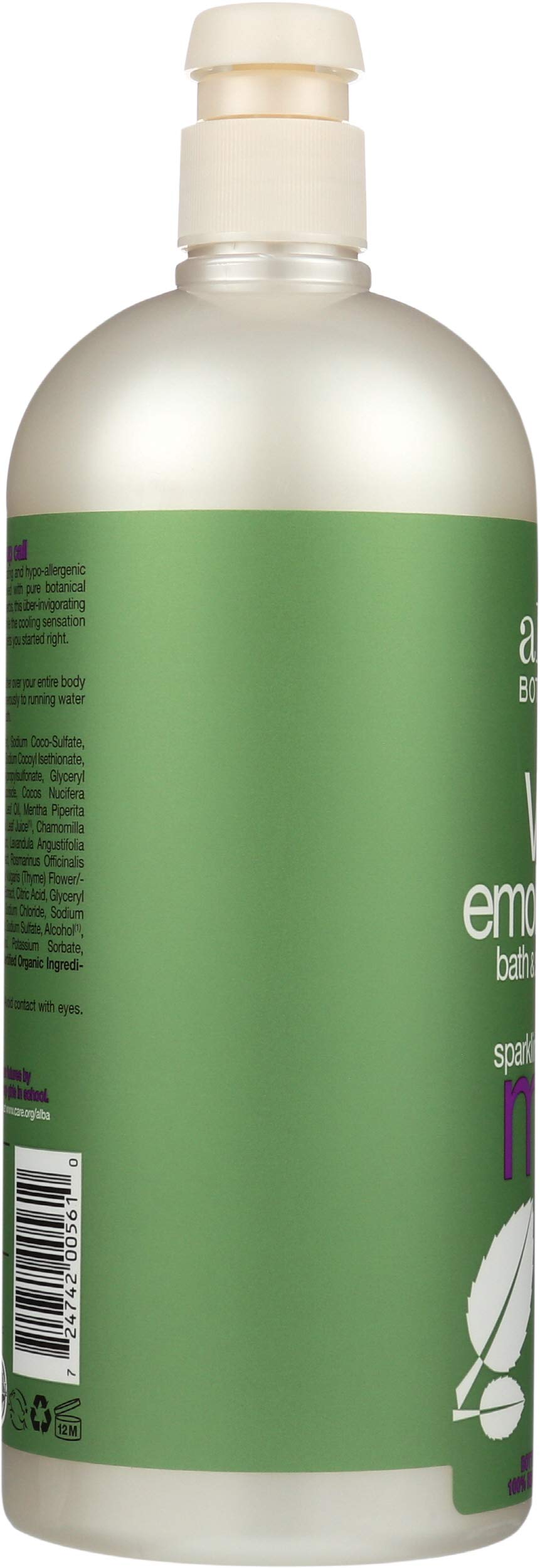 Alba Botanica Very Emollient Bath & Shower Gel, Sparkling Mint, 32 fl oz