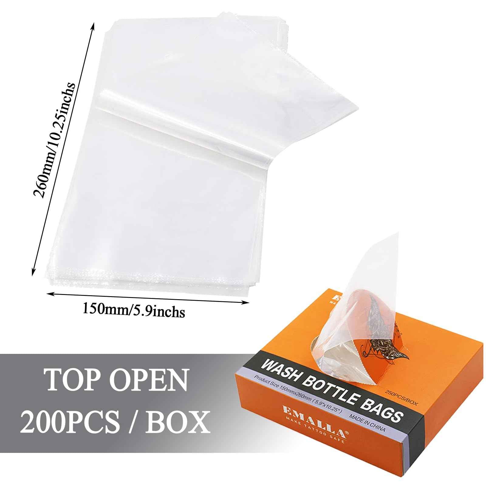 Anghie Tattoo Wash Bottles with Bags, 250ml & 500ml, 250Pcs/box White Bottle Bags for Tattoo Supplies
