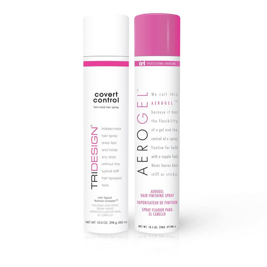 TRIDESIGN Aerogel & Covert Control Holding Hair Spray - Hairspray for Women & Men, Texture Spray for Hair of All Types, Provides Hidden Control Hair Products, 10.5 Oz. Each Bottle